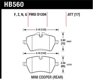 Mini Cooper S Brake Pads - Front - Hawk Performance - HPS Street - `05-`06 Mini Cooper S Brake Pads - Front - Hawk Performance - HPS Street - `05-`06